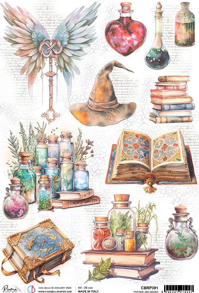 Motiv-Strohseide "Wizard Academy -Bücher und Zaubertrank", DIN A4