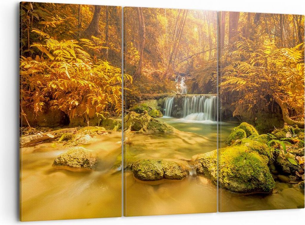 Bild auf Leinwand - Leinwandbild - Wald Bach Tropen Natur - 105x70cm - Wand Bild - Wanddeko - Leinwanddruck - Bilder - Kunstdruck - Wanddekoration ...