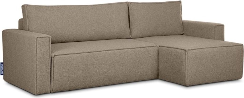KONSIMO Rechte/Linke Ecksofa mit Schlaffunktion mit Armlehnen "NAPI II" ,dunkelbeige, Bouclé-Stoff, Modern, 246x89x148 cm