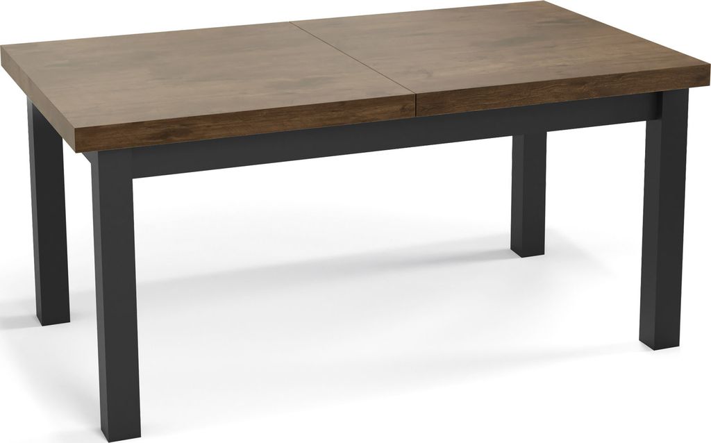 Moderner Rechteckiger Ausziehbarer Esstisch - Platzsparend - Schwarze Holzbeine - 140 bis 180 cm - Hergestellt in EU - 140 x 80 cm - Lefkas Eiche