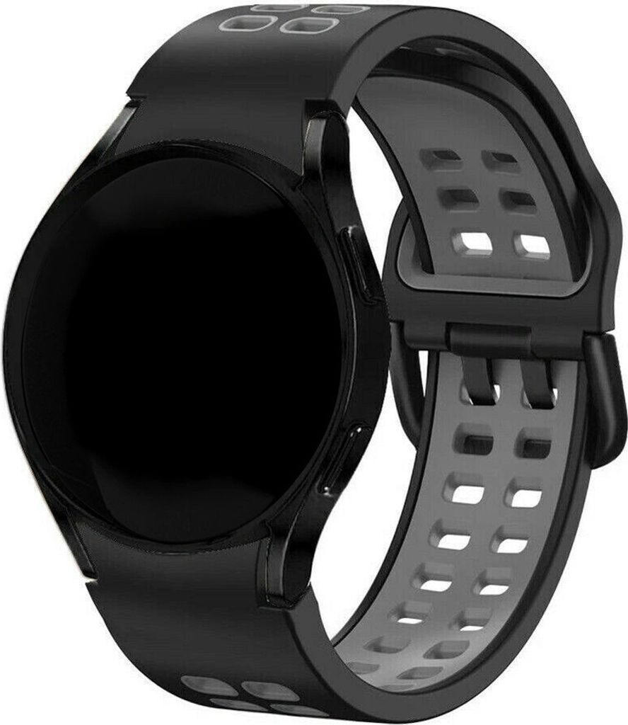 Strap-it Samsung Galaxy Watch 6 Classic 43mm Squared Sport Armband (Schwarz/Grau)