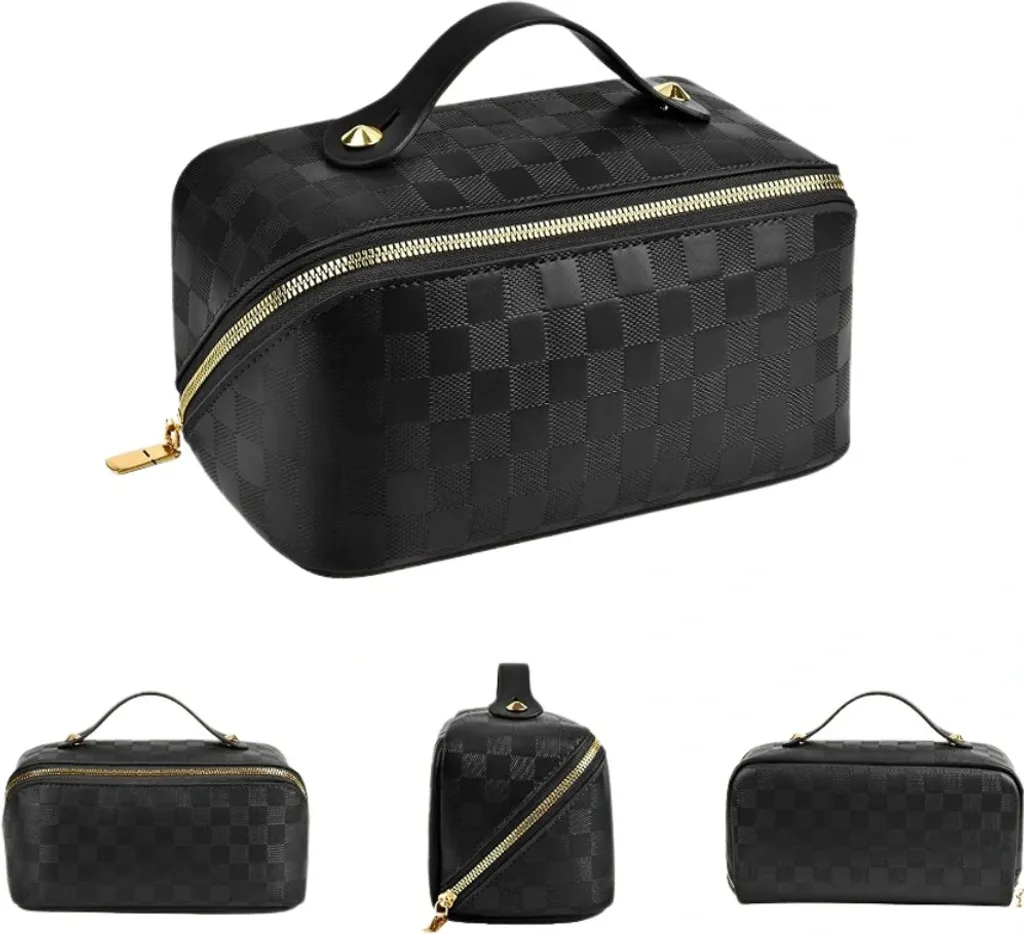 Trousse Trucchi Viaggio Ecopelle Nera 25cm - Organizer Make-up Chic - 9