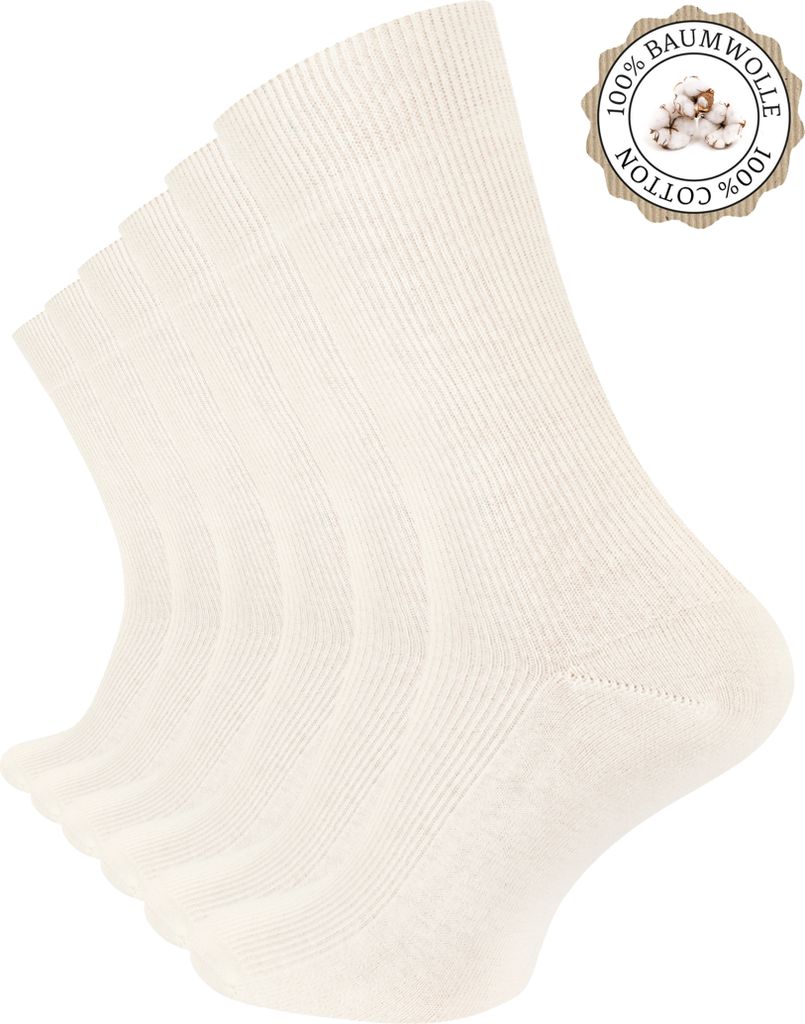 Clark Crown® 6 Paar 100% Baumwoll-Socken 39-42 Ecru Produktbild 