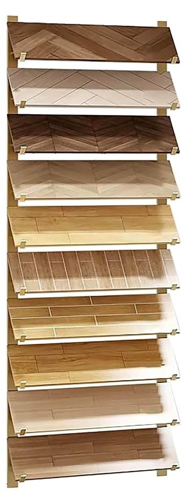 Wandmontierter Fliesenmusterständer aus robustem Holz, stilvolles Wandregal für die Inneneinrichtung, goldfarben, 21,5 x 140 cm