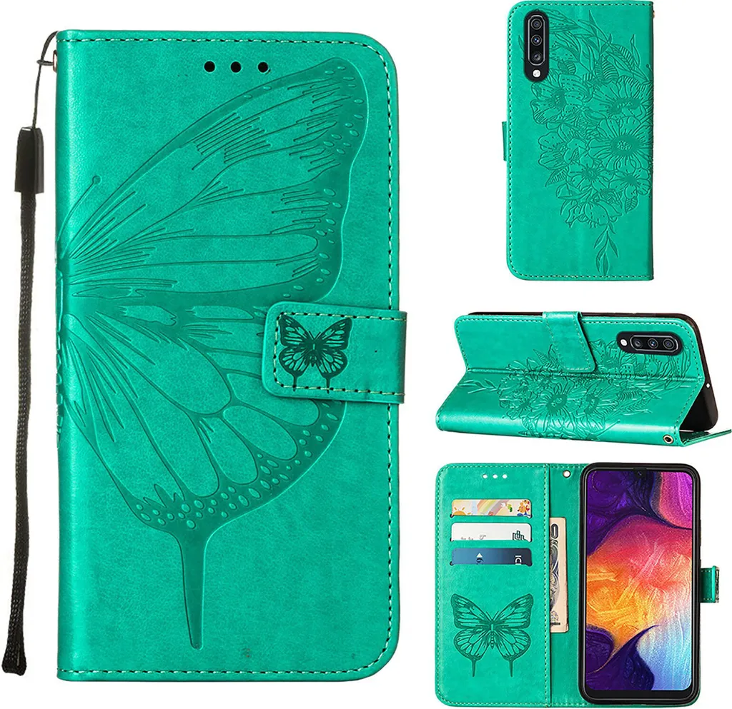 Cover Samsung A50 Libro Verde Portafoglio con Supporto Stand