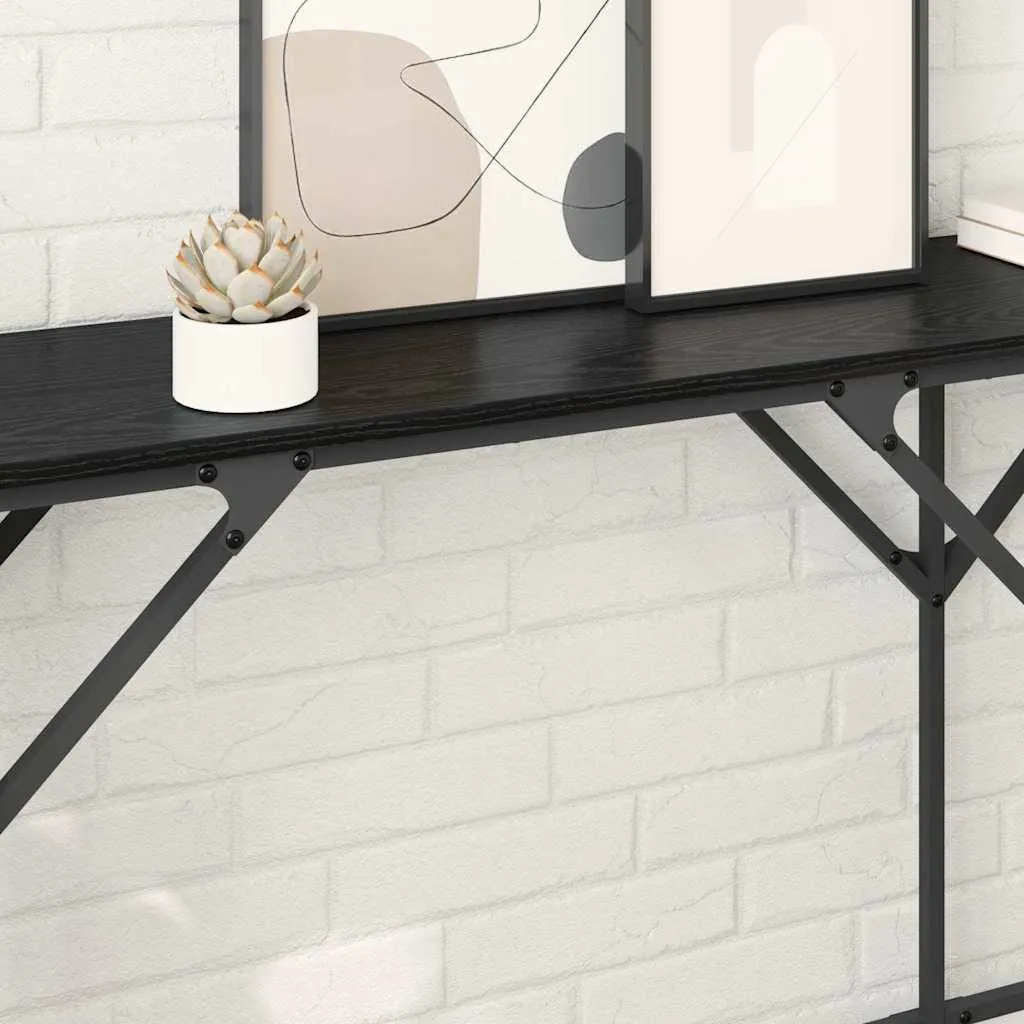 Consolle Ingresso Lunga 180 cm - Stile Industrial Nero e Rovere - 4