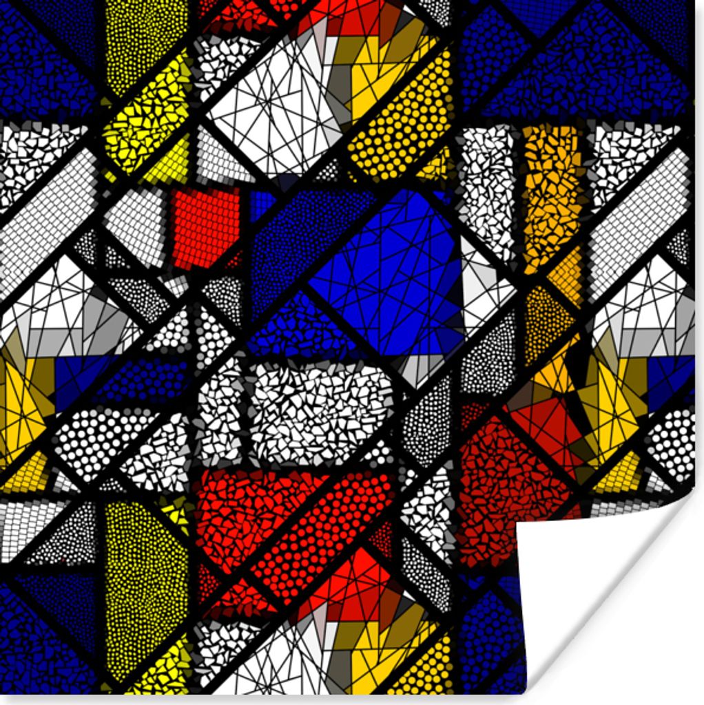 MuchoWow Poster Mondrian - Glasmalerei - Alte Meister - Kunstwerk - Abstrakt - Malerei 75x75 cm - Wand Dekoration