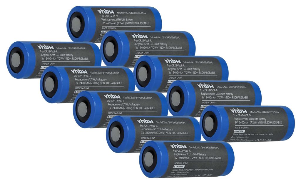 vhbw 10x Batterie Ersatz für CR17450E-R (3V, Lithium) für diverse Geräte