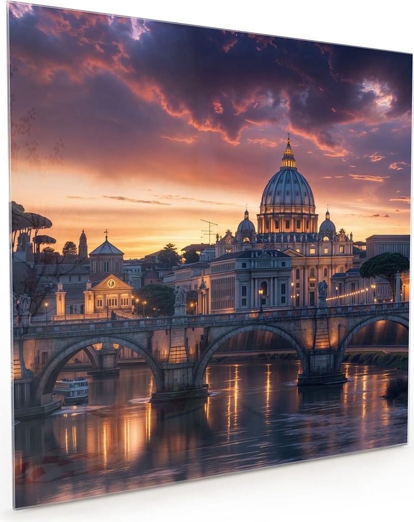 Küchenrückwand Spritzschutz Glas mit Motiv Abend in der Stadt 40 x 40 cm