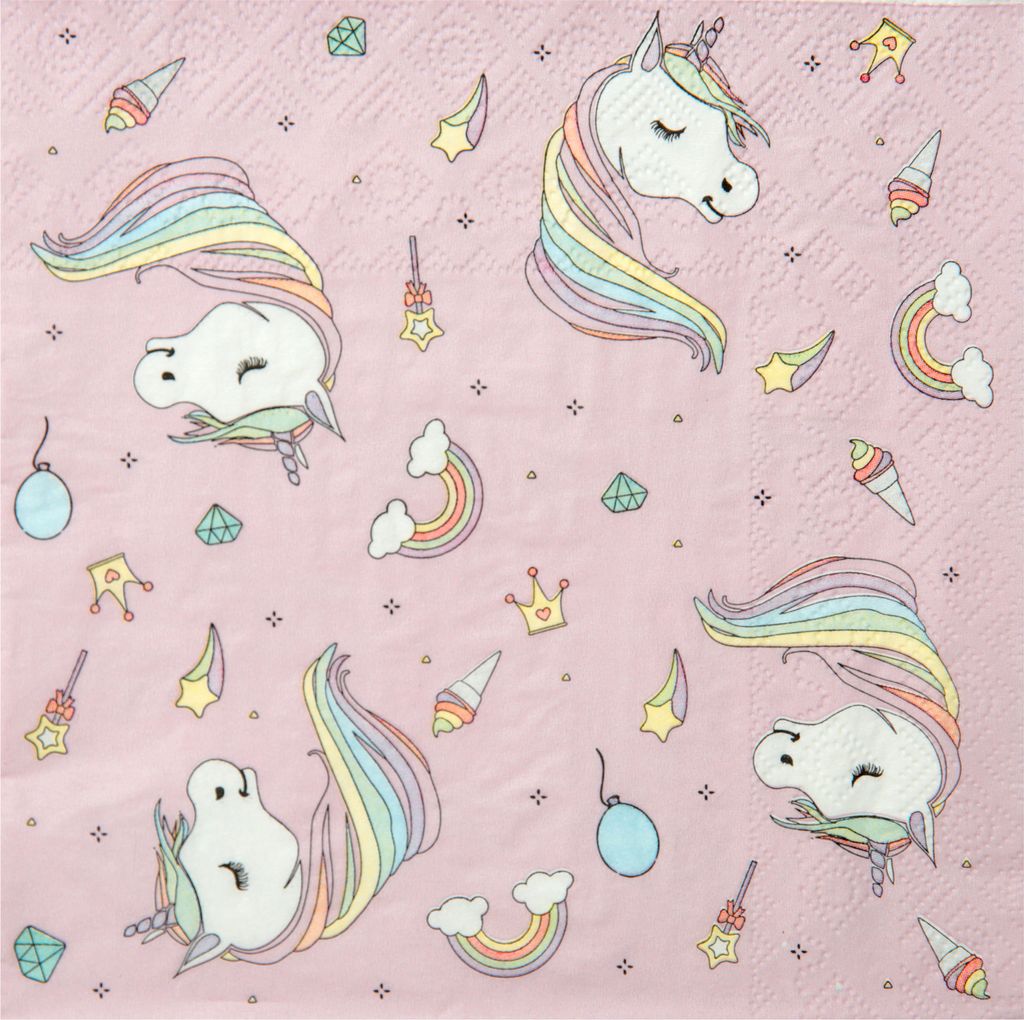 Einhorn-Partyservietten 20 Stück bunt 33 x 33 cm