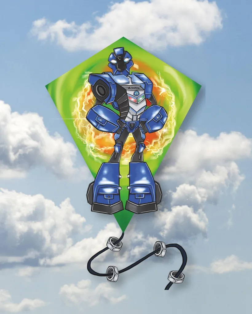 Cerf-volant Stable Diamant Robot 85 cm avec Queue Longue et Kit de Fil - 2