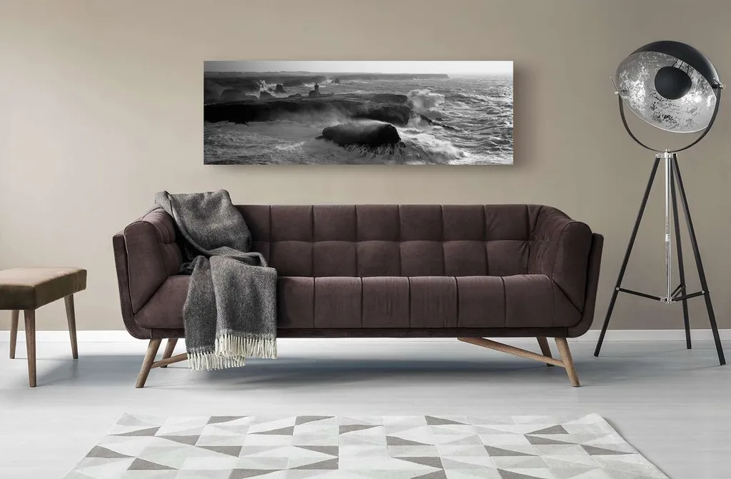 Tableau sur toile Phare dans la tempête, format panorama de salon - 3