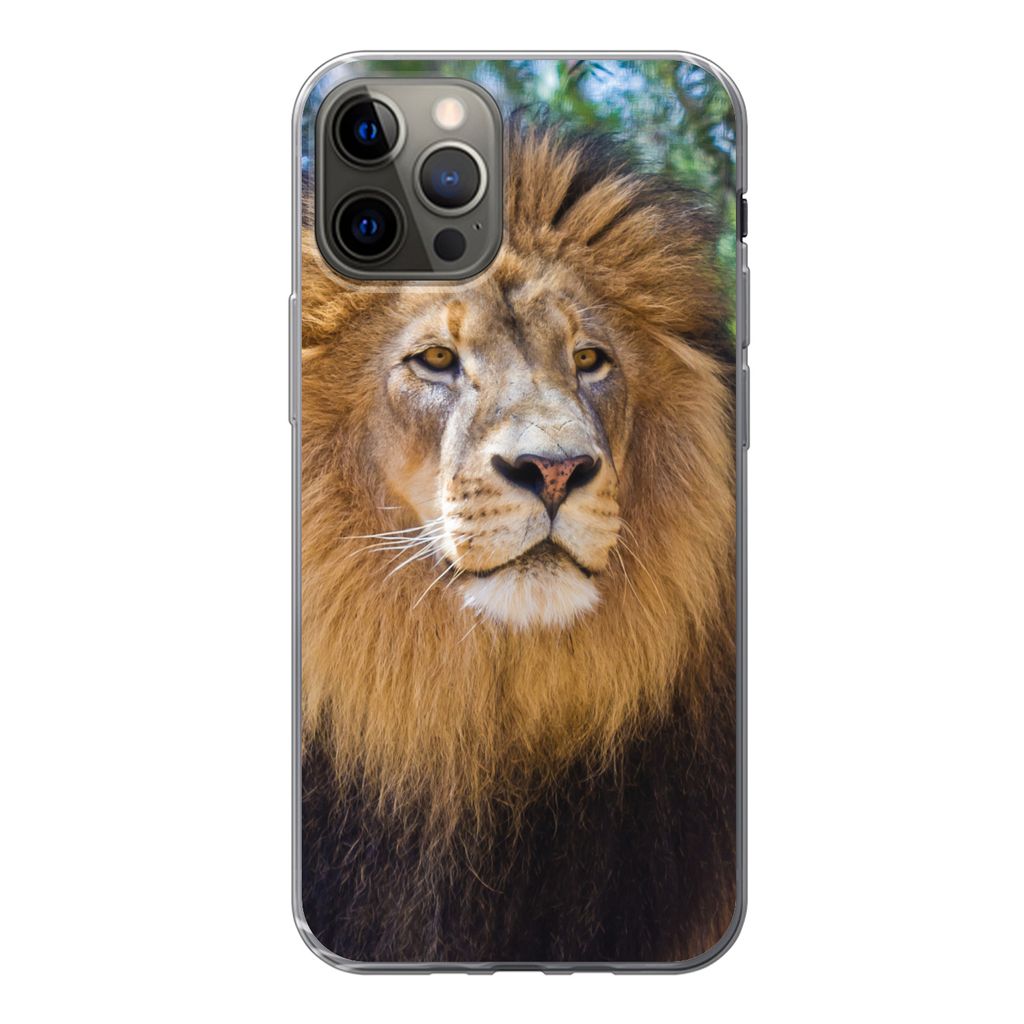 MuchoWow Handyhülle Schutzhülle Hülle für iPhone 12 Pro Löwe - Natur - Tier Silikon Softcase Handy Hülle - Abdeckung