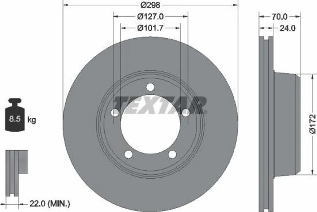 Disque de frein sécurisé TEXTAR 92061300 compatible Range Rover