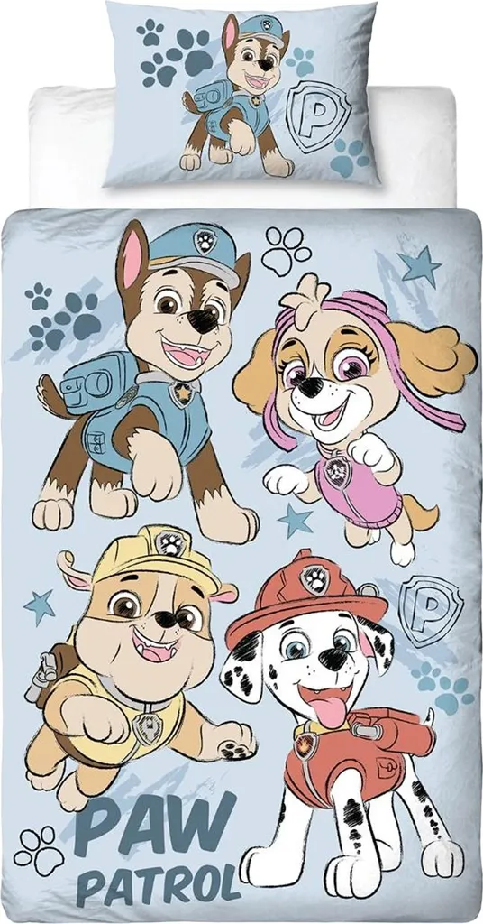Linge de Lit Paw Patrol Croquis Coloré en Coton Doux pour Lit 1 Place