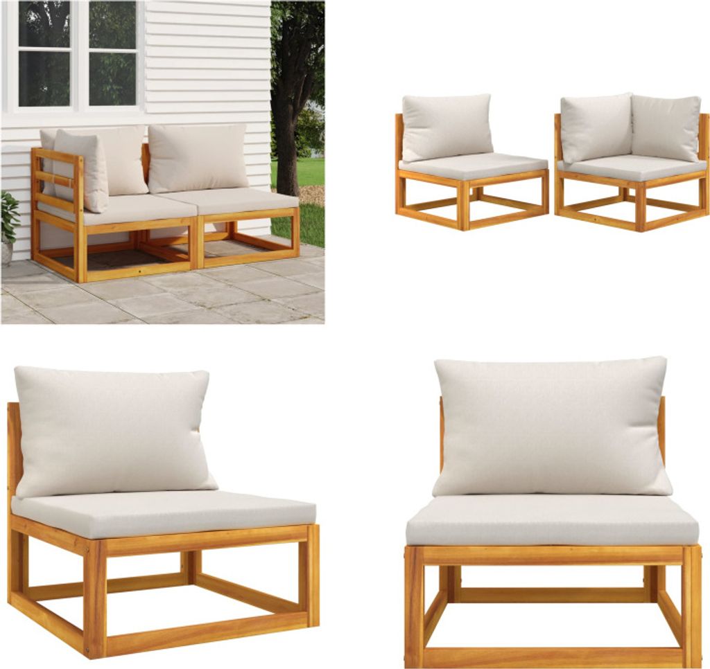vidaXL 2 tlg. Garten Sofa Set mit Kissen Massivholz Akazie - Gartensofa-Set - Gartensofa-Sets - Lounge - Gartensofa
