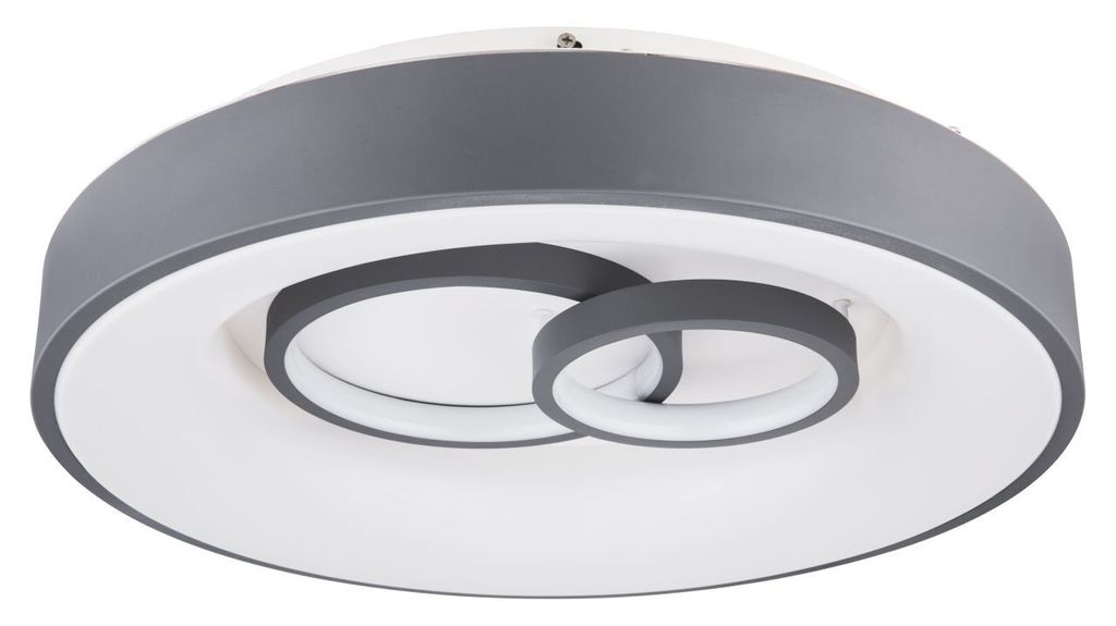 Globo Lighting Deckenleuchte Metall, Acryl grau, weiß, dimmbar, mehrere Stufen über Wandschalter, Farben fixierbar, Memoryfunktion, Nachtlicht, F...