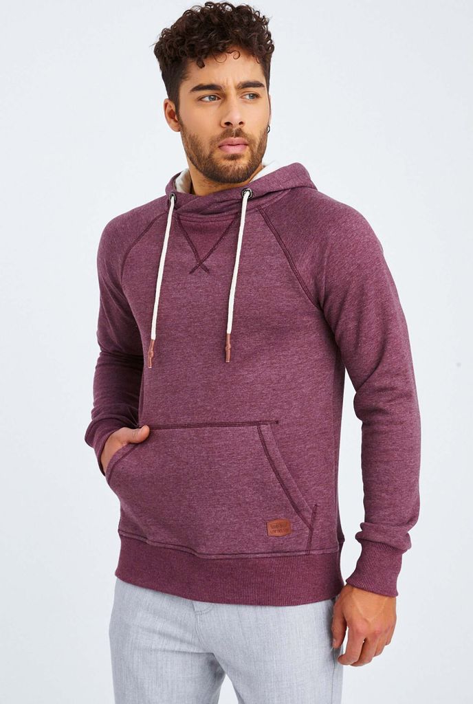 Leif Nelson Kapuze Herren Kapuzenpullover Kapuze LN-8125, Bordeaux Melange / S