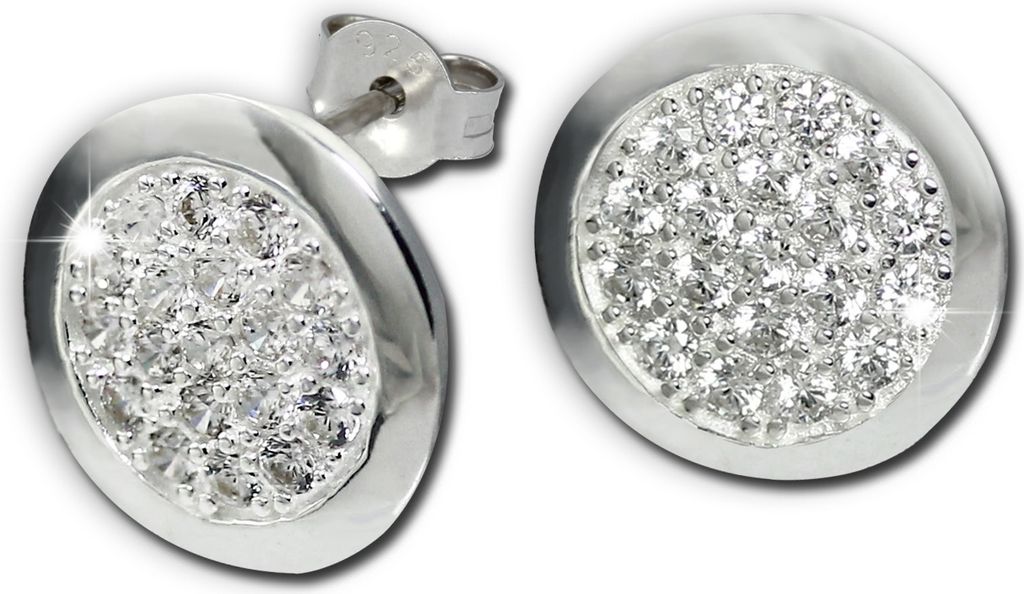 SilberDream blanc Boucles d'oreilles disque zirconium Image du produit 