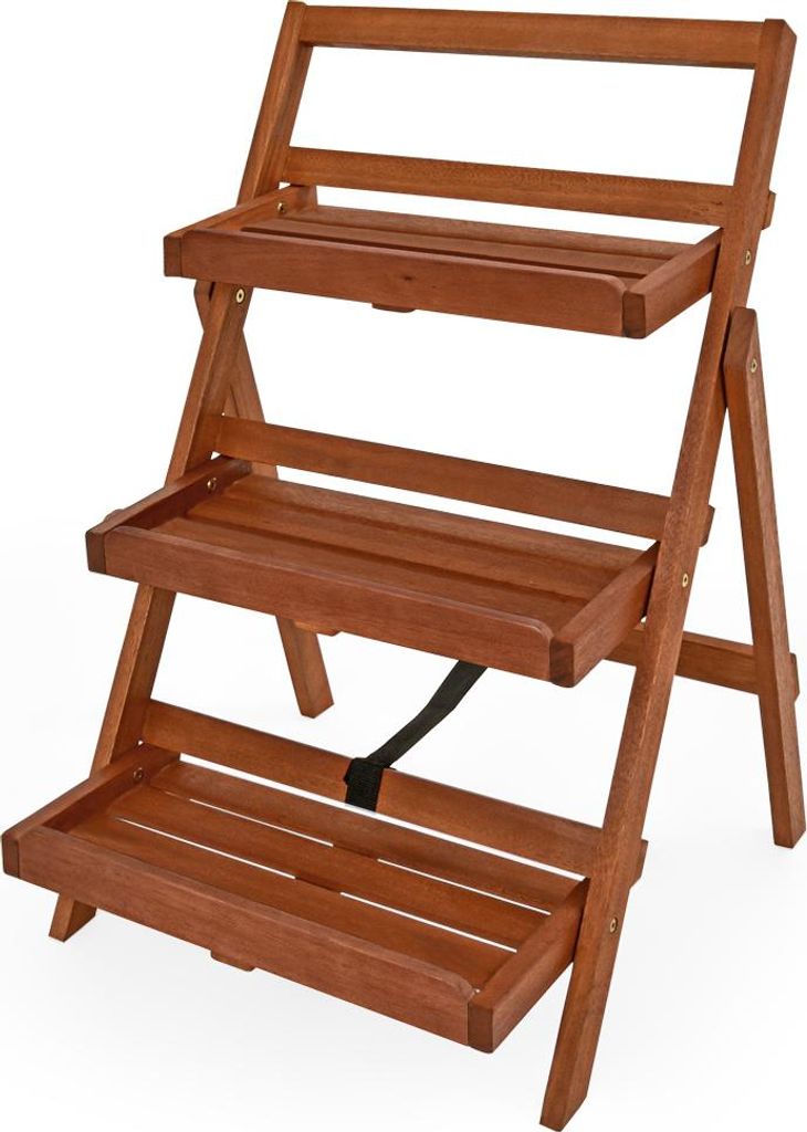 Casaria Échelle à fleurs 3 étages bois d'acacia 56 x 59 x Image du produit 