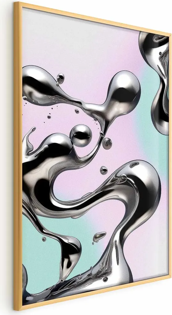 Poster Metallic Fluidity 40x60 cm con cornice dorata senza margine