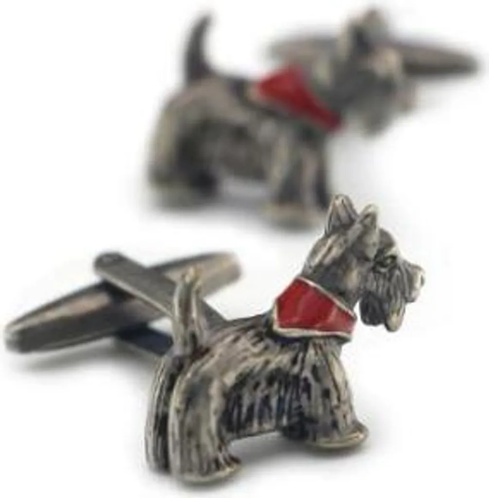 Paire de boutons de manchette chien fox terrier - Accessoire de luxe homme