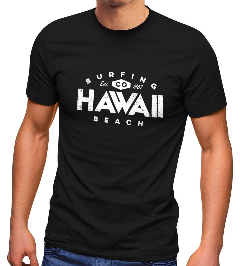 Herren T-Shirt Hawaii Surfing Sommer Sonne Strand Beach Fashion Streetstyle Neverless schwarz 5XL