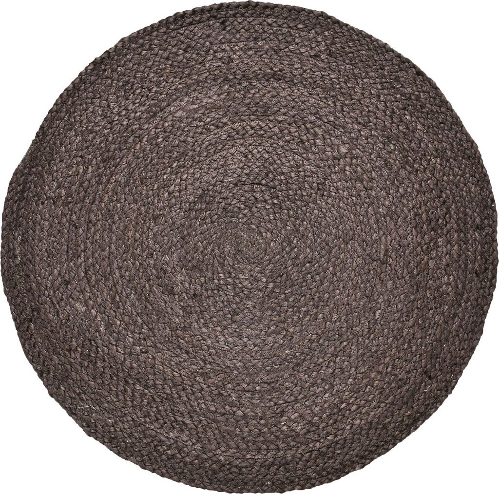 Marrakesch Boho Deko Jute Teppich rund 80 cm handgeflochten in Braun | Runder Teppich Abrila für Wohnzimmer Flur Bad oder Küche | Runde Outdoor T...