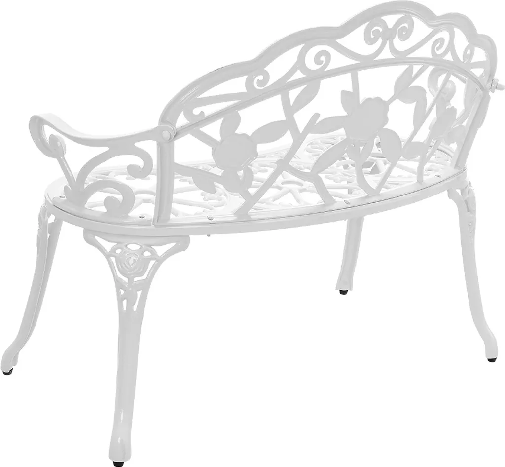Banc de parc résistant aux intempéries en métal blanc design arrondi - 3
