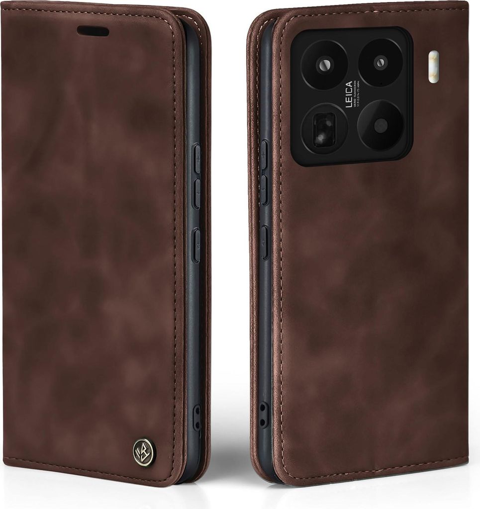 Handy Hülle für Xiaomi 15 Pro Klapphülle Bookcase Flip Cover Handy Tasche Etui Farbe: Dunkelbraun