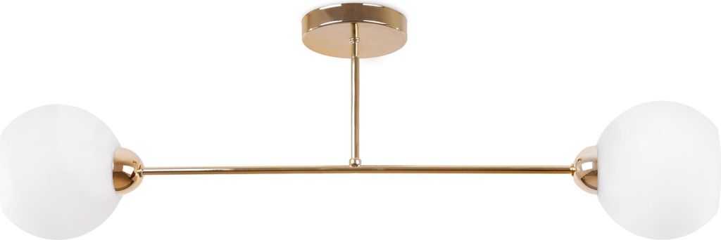 Deckenlampe Asturia gold 2-flammig mit weißen Lampenschirmen E27