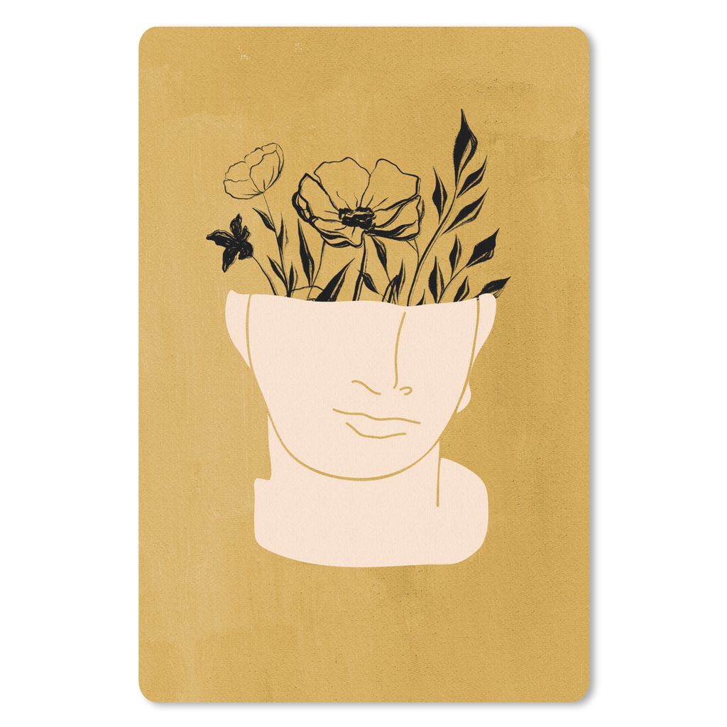 MuchoWow Mauspad Mousepad Blumen - Gesicht - Bohème - Abstrakt 40x60 cm - Mousepads - Maus Mat - Pad - Mausunterlage - Schreibtisch Accesoire