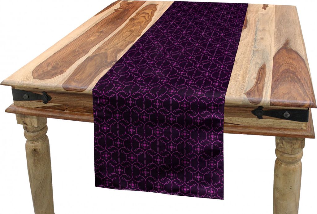 ABAKUHAUS Aubergine Tischläufer, Swirl Blatt-Details, Esszimmer Küche Rechteckiger Dekorativer Tischläufer, 40 x 225 cm, Aubergine Lila