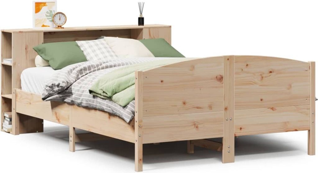 SYFAX Massivholzbett mit Regal ohne Matratze 120x190 cm Kiefer