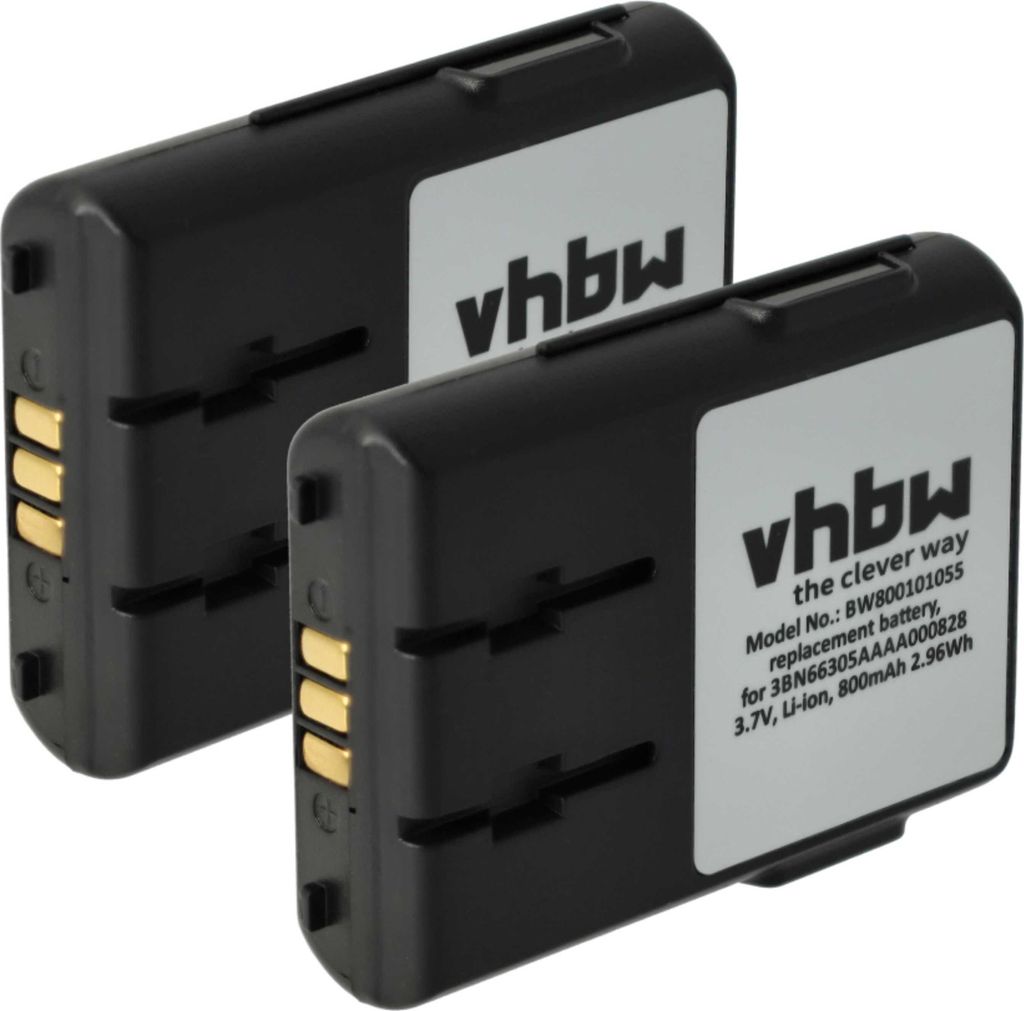 vhbw 2x Akku Ersatz für Alcatel 3BN66305AAAA000828 für schnurlos Festnetz Telefon (800 mAh, 3,7 V, Li-Ion)