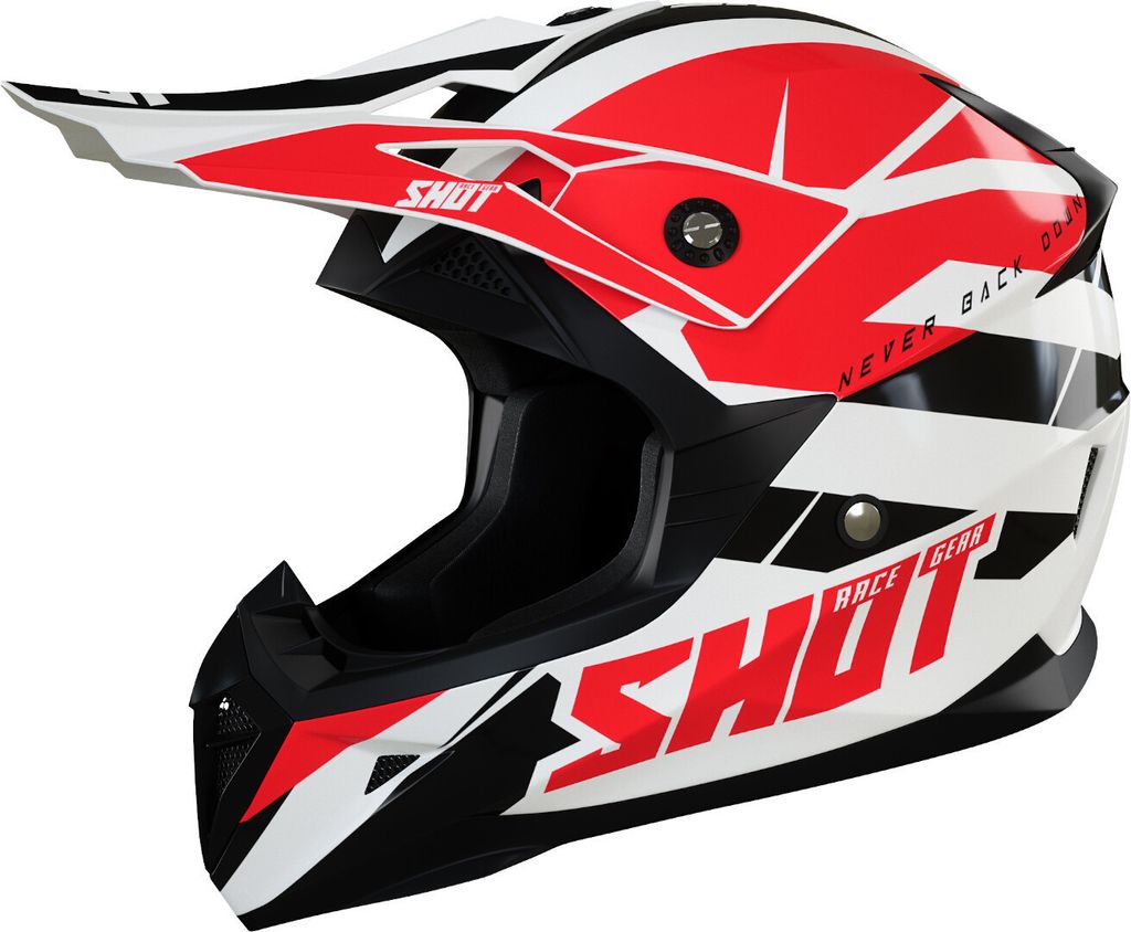 Shot Pulse Revenge Motocross Helm Farbe: Schwarz/Weiß/Rot, Grösse: S (55/56)