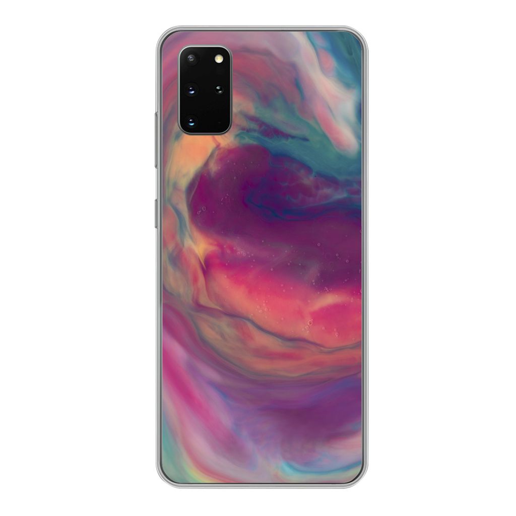 MuchoWow Handyhülle Schutzhülle Hülle für Samsung Galaxy S20 Plus Flüssig - Rosa - Türkis - Abstrakt Silikon Softcase Handy Hülle - Hartsc...