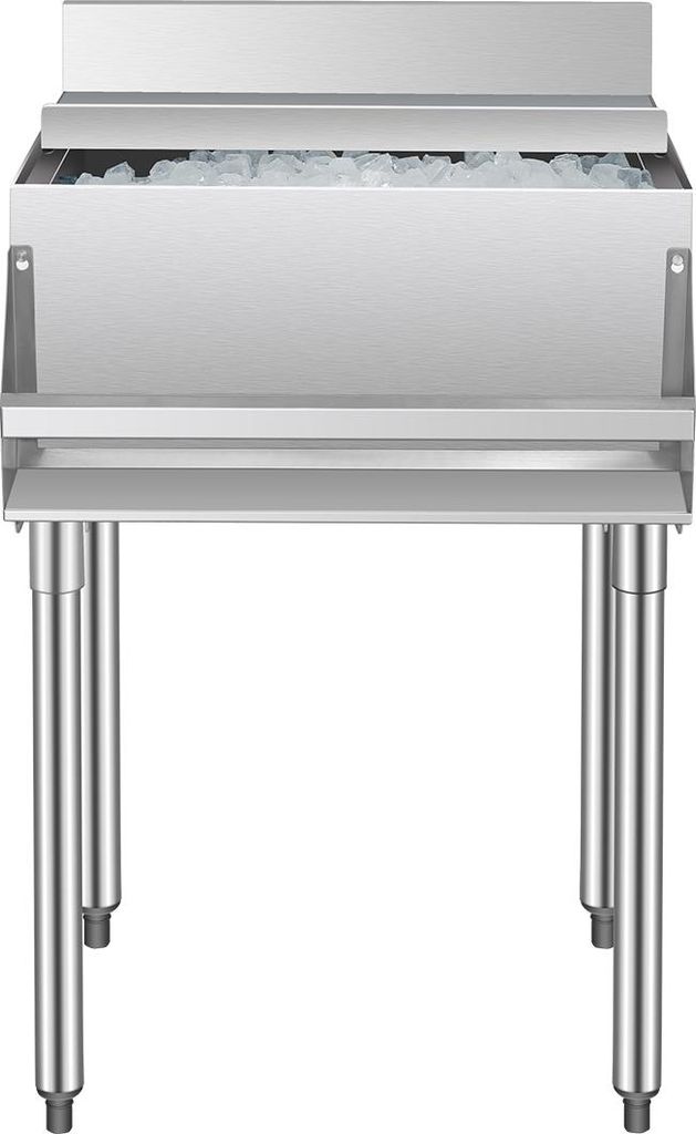 VEVOR kommerzieller Eisbehälter 61,6 L Untertheken-Eisbehälter (610 x 614 x 930 mm) Edelstahl-Eisbox mit Schiebedeckel & verstellbaren Kugelfüß...
