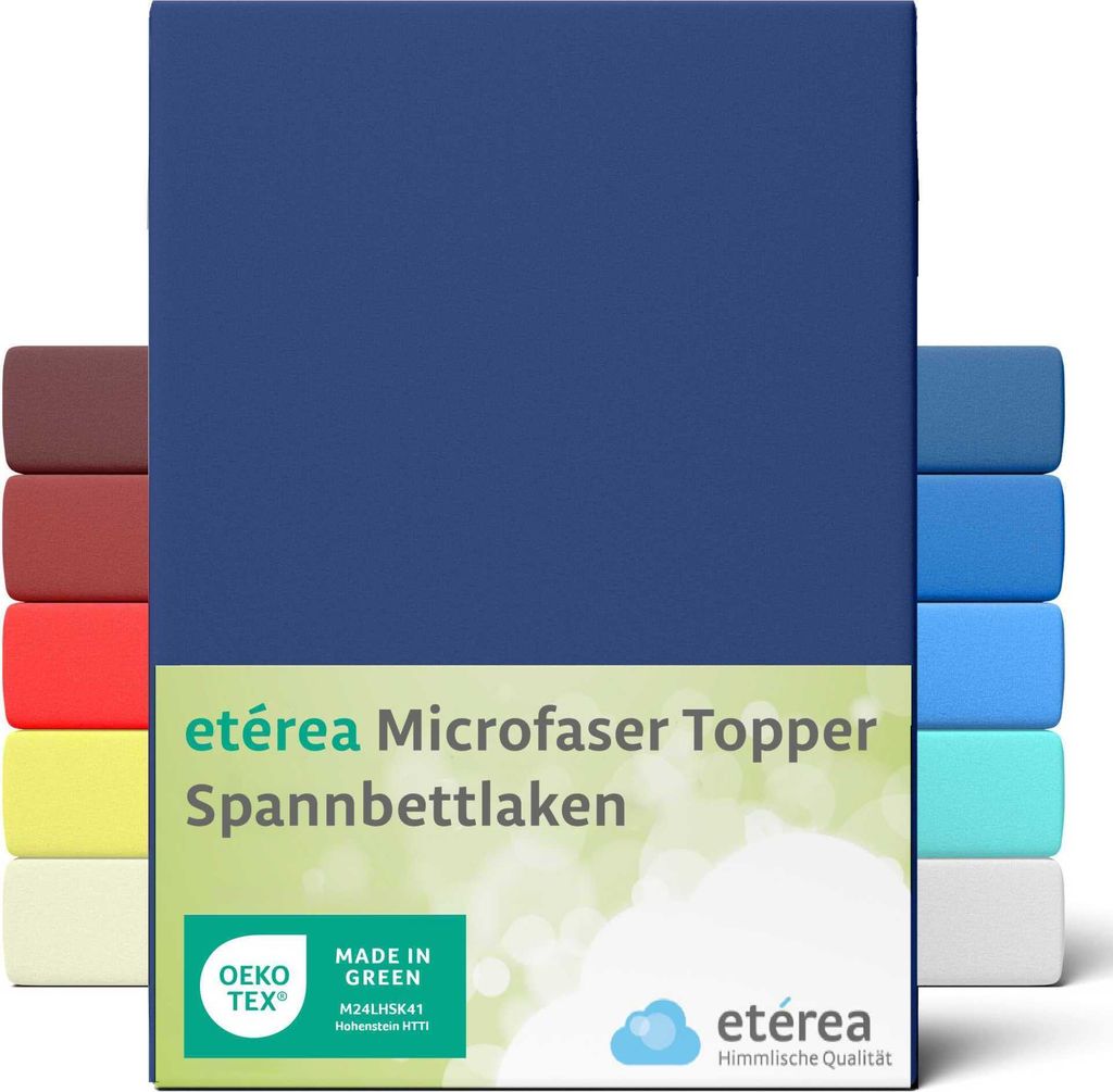 etérea Microfaser Topper Spannbettlaken 90x200 - 100x200 cm Marine