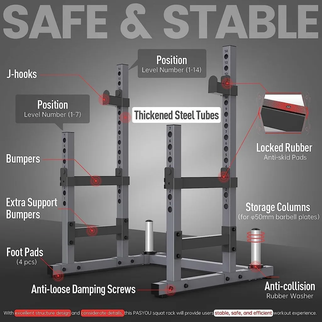 Équipement Musculation Maison pour Squat et Force - Rack SR30 Stable - 4