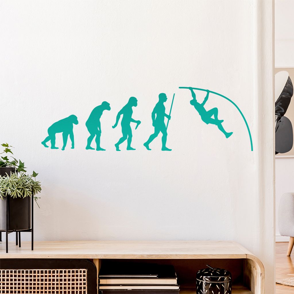 Stabhochsprung Evolution Wandtattoo Wandaufkleber Wall Sticker - Dekoration, Küche, Wohnzimmer, Schlafzimmer, Badezimmer