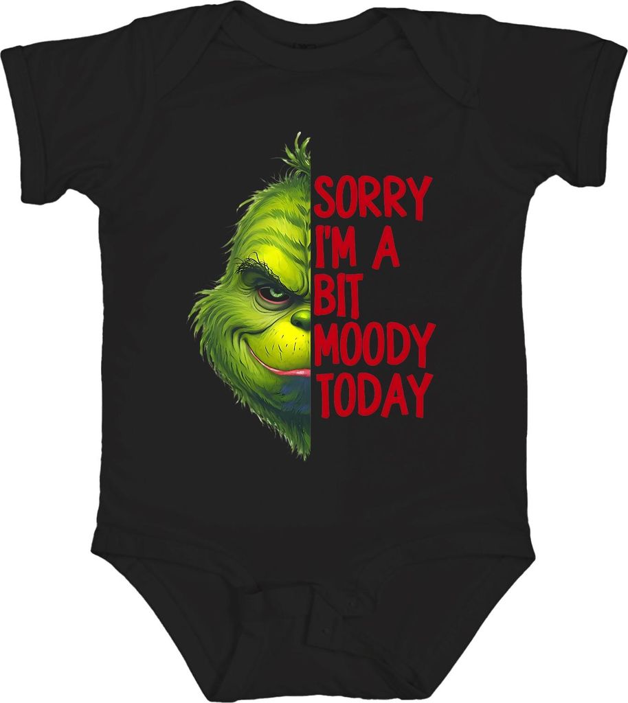 Sorry I'm a bit moody today Grinch Weihnachtsgeschenk lustig Unisex Baby Body, Schwarz, 18/24