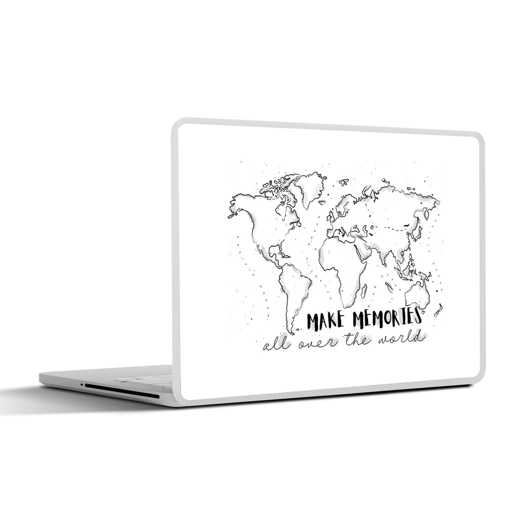 MuchoWow Laptop Aufkleber Sticker Cover Weltkarte - Zitat - Reisen 31x22.5 cm - Laptop-Deko