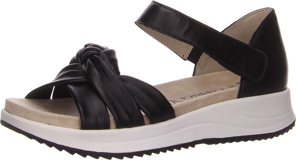 CAPRICE Damen Sandalen flach aus Leder mit Klettverschluss, Schwarz (Black Nappa), 39 EU
