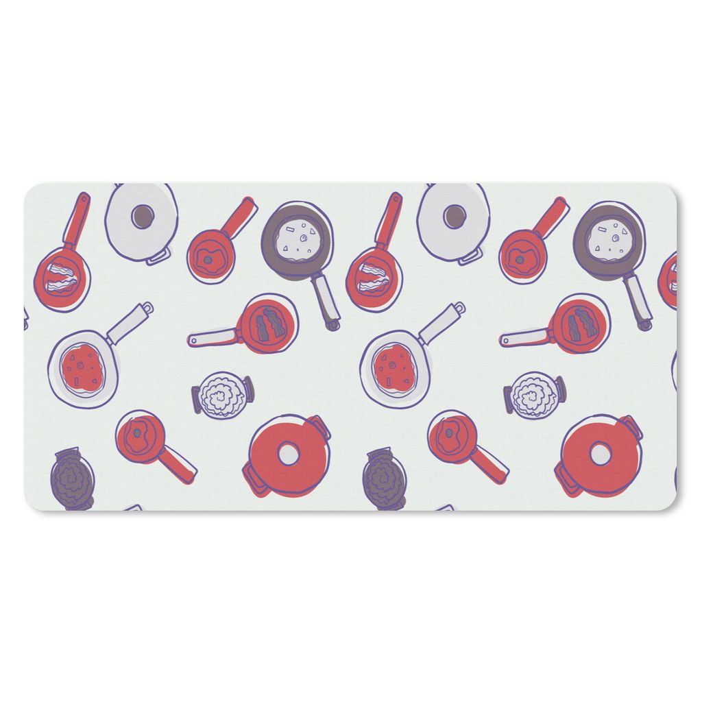 MuchoWow Mauspad Mousepad Muster - Kochen - Pfanne - Lebensmittel 60x30 cm - Mousepads - Maus Mat - Pad - Mausunterlage - Nachhaltig