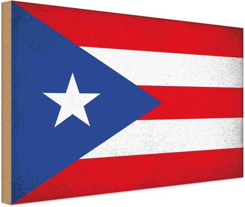 vianmo Holzschild 20x30 cm Puerto Rico Vintage Flagge Fahne Wappen