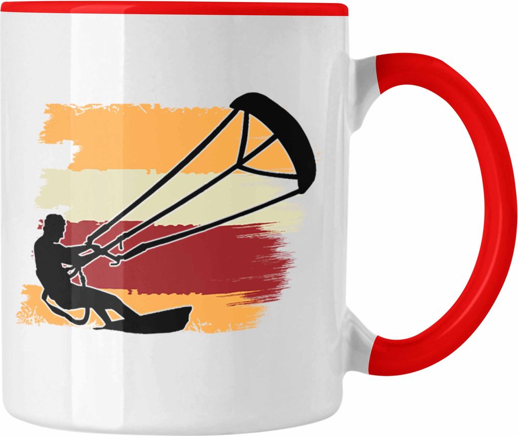 Trendation - Kitesurfing Tasse Geschenk für Kitesurfer Geschenkidee Bunte Grafik (Rot)
