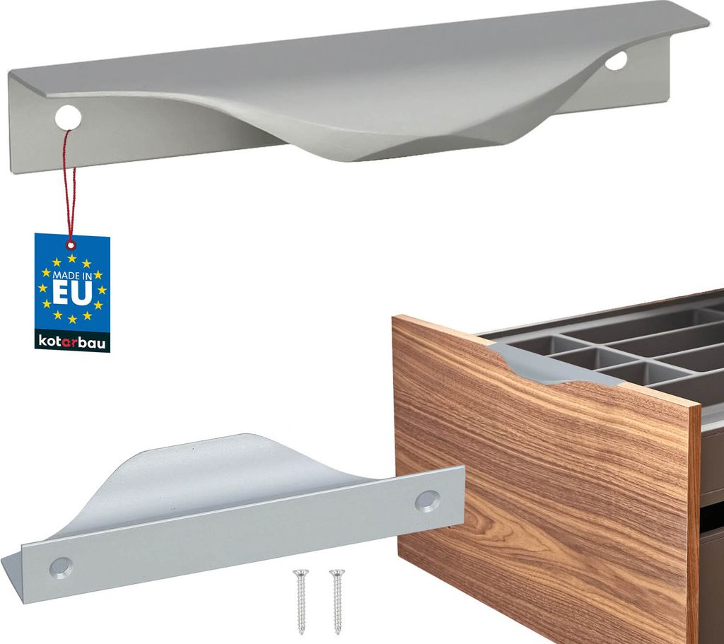 KOTARBAU Möbelgriff Möbelgriffe Schrankgriffe 96 / 116 mm ZnAl Küchengriffe Silber Griffe Möbel Türgriff Profilgriff Türgriffe Küche Schub...