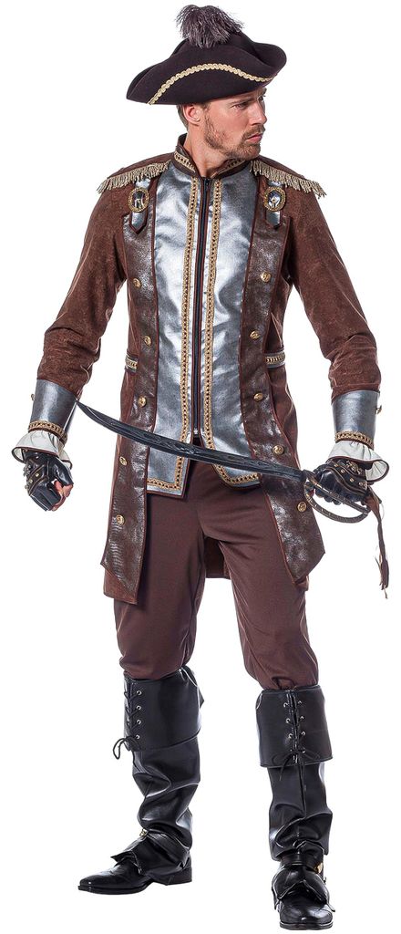 Luxus Piratenkostüm Silber Braun für Herren - 50 EU (M)