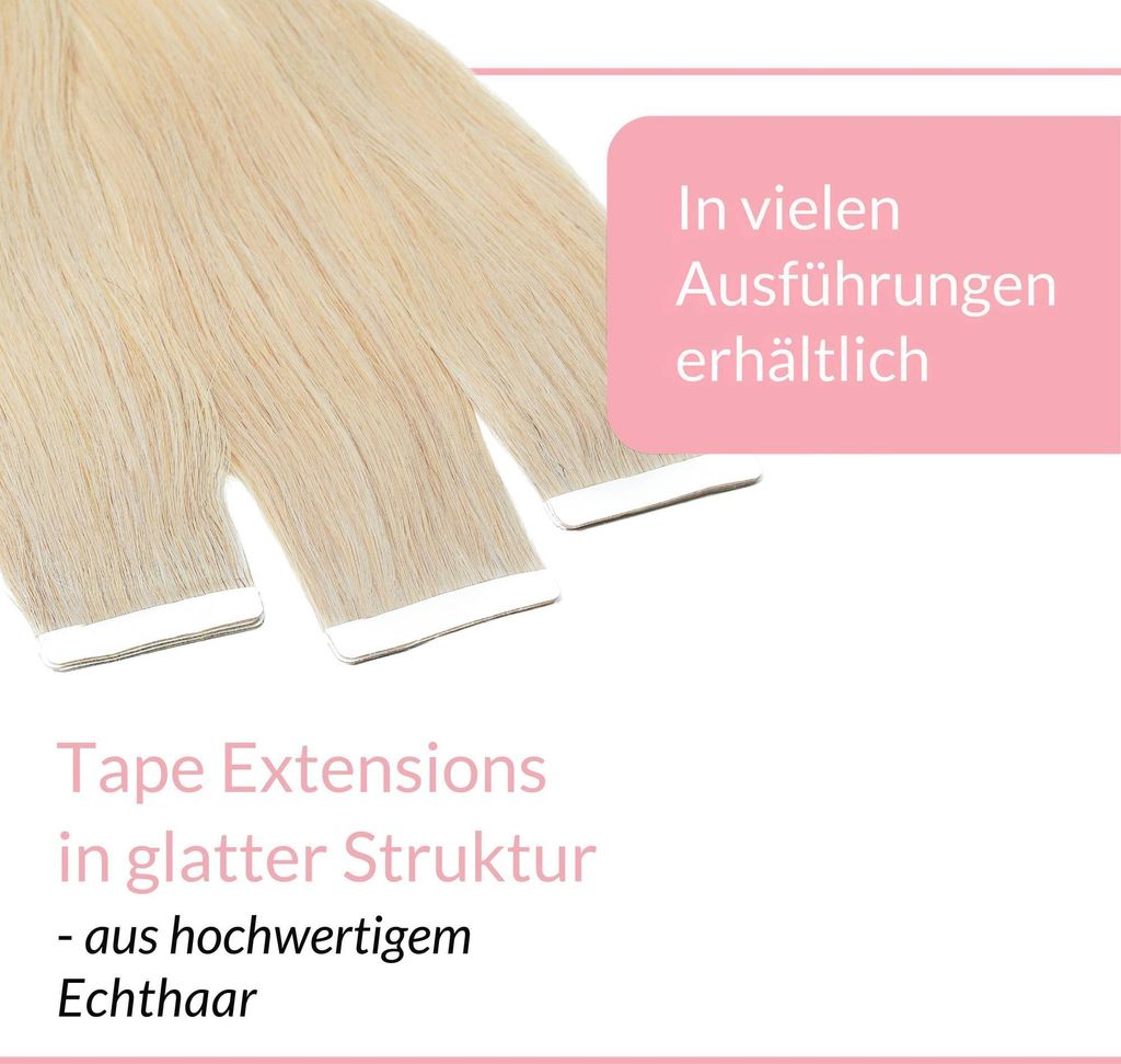 Hair2heart Tape Extensions Echthaar – 40 Strähnen, 60 Cm, 10/0 Hellblond, Schonend Fürs Eigenhaar